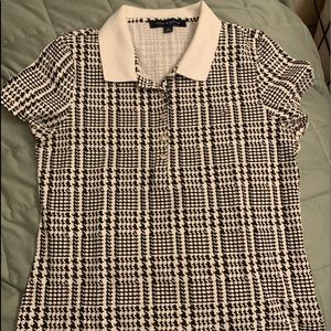 Women’s White Print Polo